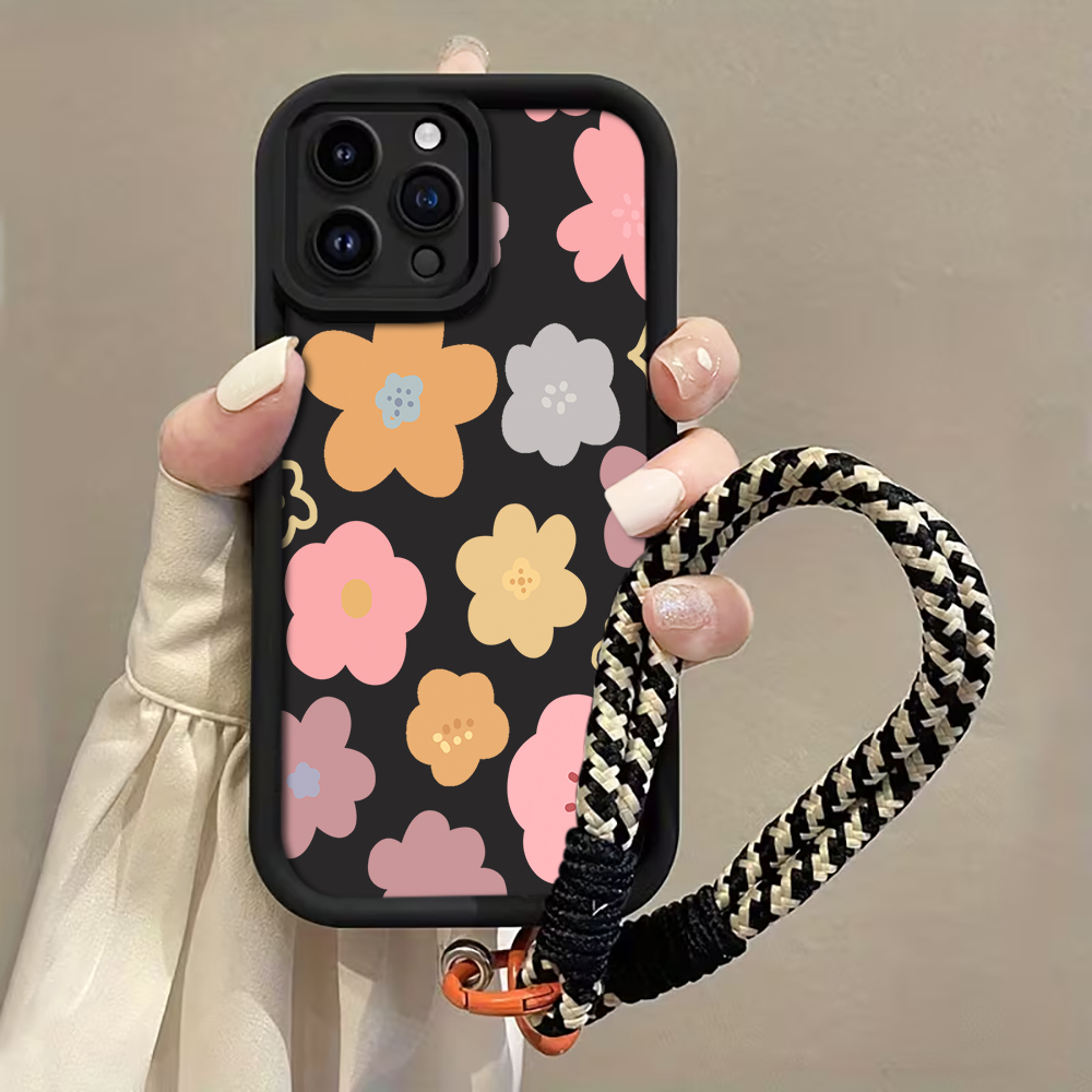 Phone Cases With Straps - Macaron Bloemen Bandje Telefoonhoesje Voor iPhone