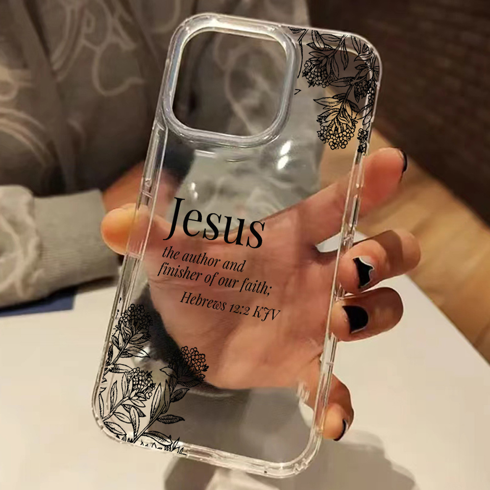 Phone Cases Jesus - Telefoonhoesje met bloemenpatroon en Bijbelvers van