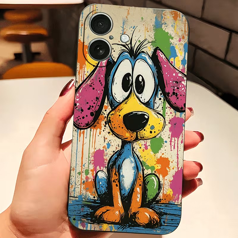 Phone Cases Drop Proof - Graffiti gekleurde puppy TPU telefoonhoesje voor