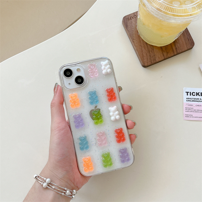 Phone Cases Drop Proof - Leuke 3D Kleurrijke Beer Druppellijm Telefoonhoesje