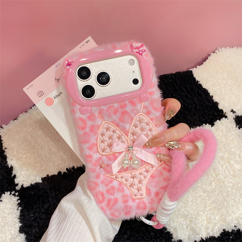 Phone Cases Iphone 16 Pro Max - Luxe luipaardprint bikini patroon pluche telefoonhoesje