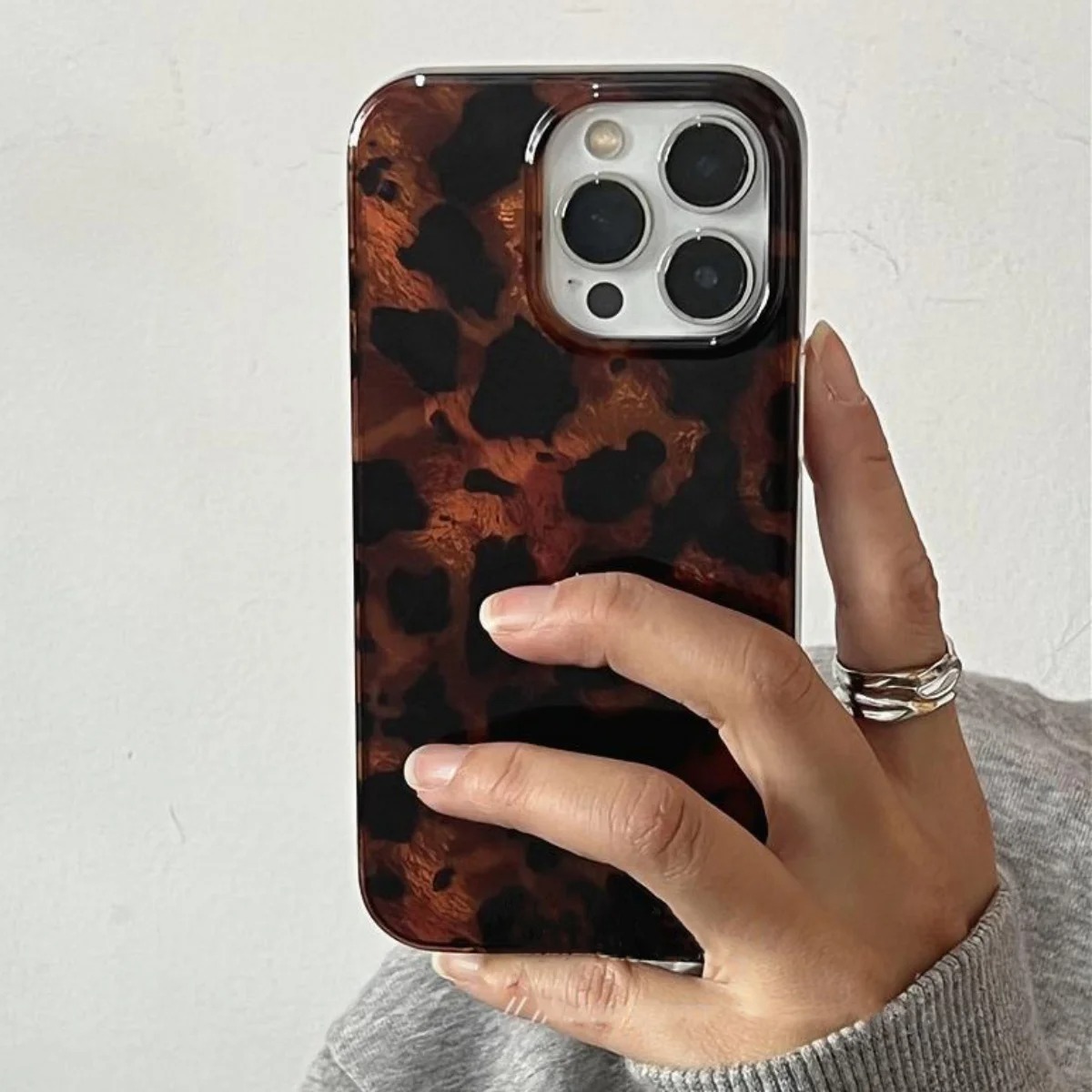 Phone Cases Leopard Print - Retro Amber Textuur Laser Telefoonhoesje voor