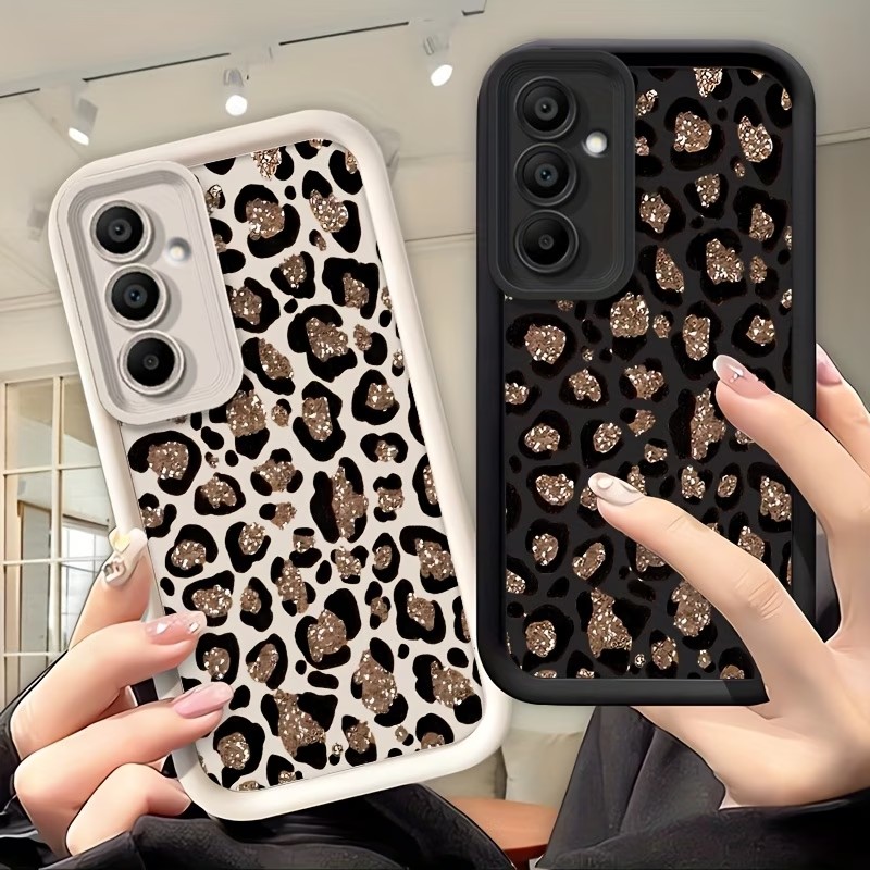 Phone Cases Leopard Print - Glitter luipaardprint siliconen telefoonhoesje voor Samsung