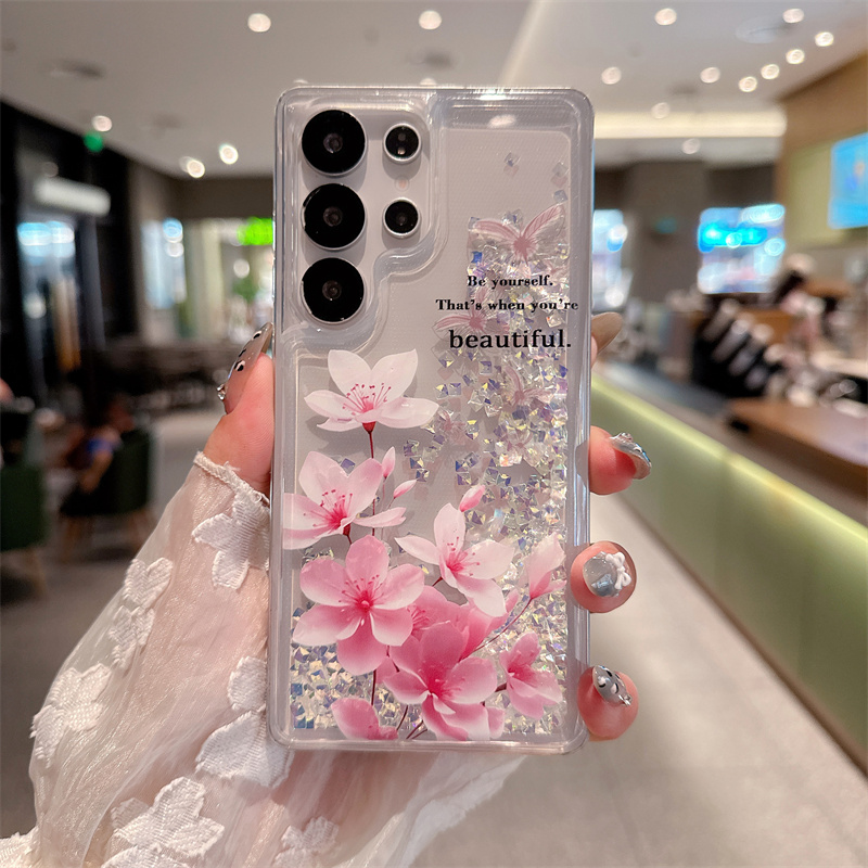 Silicone Liquid Case - Glitter Rhinestone Quicksand hoesje voor Samsung