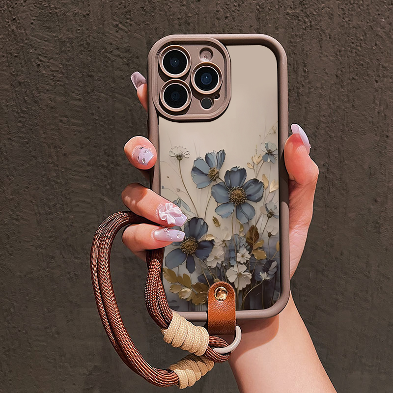 Blauwe bloemen lanyard bandje  - Phone Cases With Straps recensie en prijs