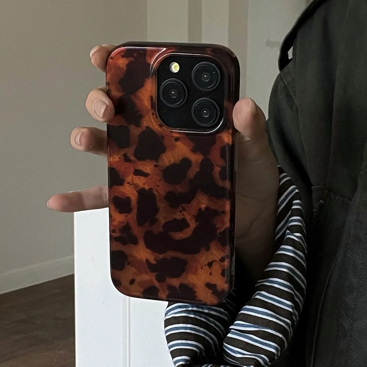 Retro Amber Textuur Laser Tele - Phone Cases Leopard Print recensie en prijs
