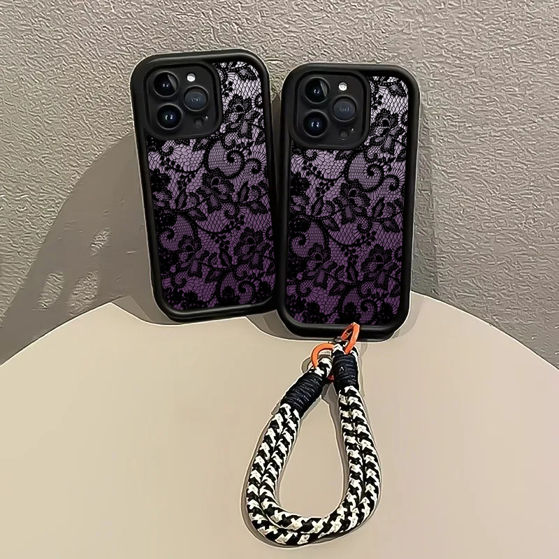 Zwarte paarse kant hangriem te - Phone Cases With Straps recensie en prijs