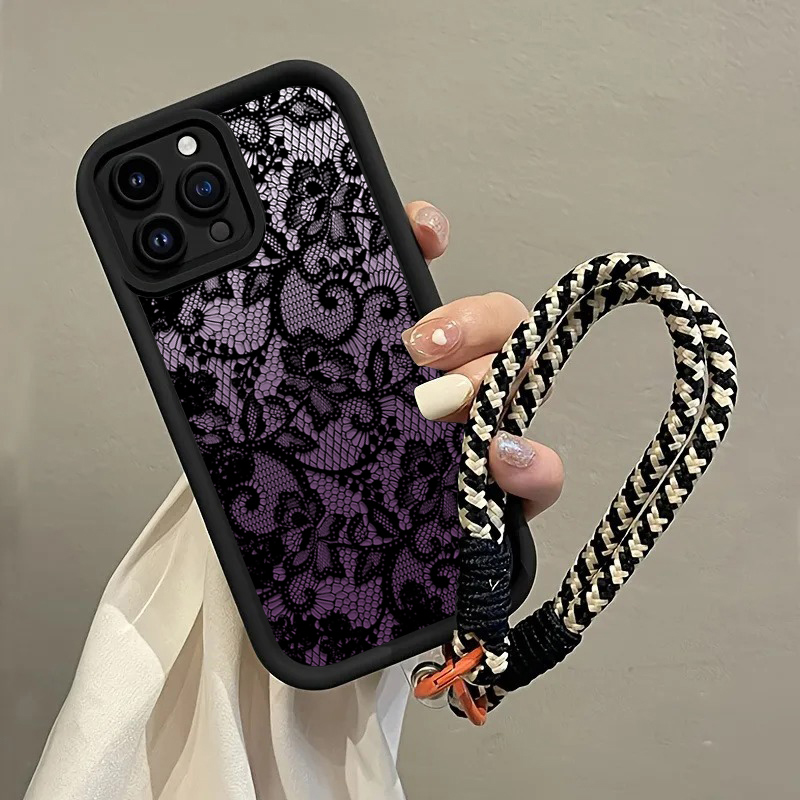 Zwarte paarse kant hangriem te - Phone Cases With Straps recensie en prijs