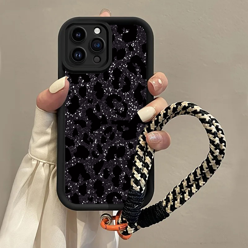 Zwarte gevlekte luipaard hangr - Phone Cases With Straps recensie en prijs