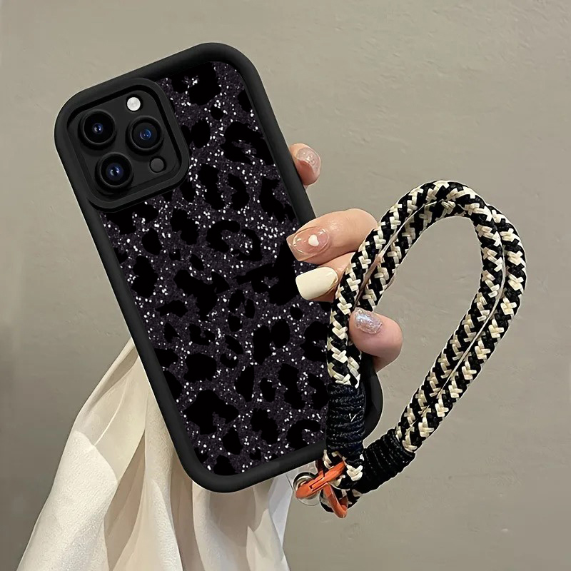 Zwarte gevlekte luipaard hangr - Phone Cases With Straps recensie en prijs
