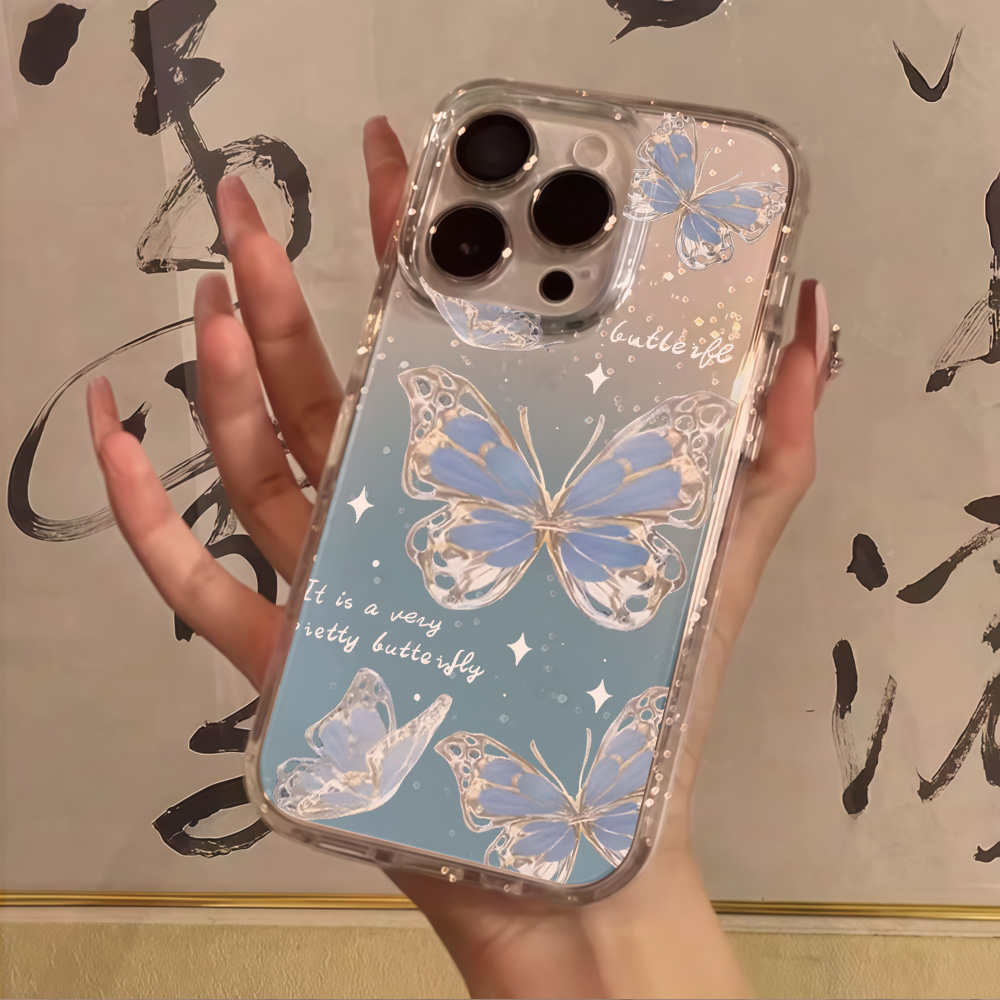 Luxe Blauwe Vlinder Glitter Te - Glitter Shockproof Case recensie en prijs